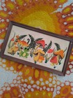 Vintage 1977 Frog And Mushroom Crewel Embroidery Framed