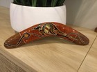 2 Vintage Australian Aboriginal Decorative Hand Painted Wooden Boomerangs Signed