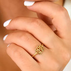 Custom Monogram Ring Letters Adjustable Jewelry Women Stainless Steel Resizable
