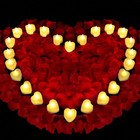 1000 Silk Rose Petals With 24 Led Heart Candles For Wedding   Anniversaries