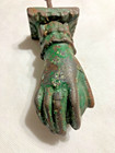 Original Vintage Antique Hand Holding A Ball Cast Iron Door Knocker