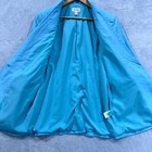 Open Edit Blazer Jacket Women s Medium Blue Linen Blend One Button Collared