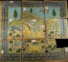 Islamic Central Asia 19th Cent  Collection Of 9 Tiles Hunting Scene 28 l X 28 w