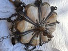 Rare Slag Antique 1905 - 1915 Sheffield Brass Electric Ceiling Light Chandelier