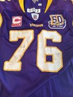 2010 Game Worn Minnesota Vikings Home Jersey  76 Steve Hutchinson Captains Patch