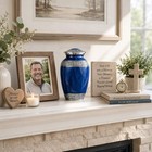 Watercolors Dark Blue Adult Cremation Urn For Human Ashes  Large W  Velvet Bag