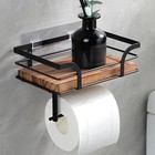 Rustic Farmhouse Toilet Paper Holder With Shelf - Wooden Tissue Paper Roll Ho   