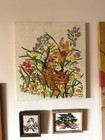 Rare Ginger Orange Cat Crewel In Floral Flowers Beautiful Colors