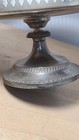 Vintage Silver Plate Pedestal Pastry Server Snack Tray Hong Kong 9    Etched