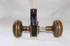 Vintage Art Deco Ornate Brass Door Knob Set Architectual Salvage