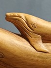 Vintage Wood Hand Carved Humpback Whale Mama   Baby Coastal Figurine  Decor 14 