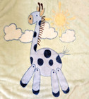 Vintage Novatex Baby Blanket Giraffe Sun Clouds Plush 30 x45 