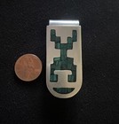 Mexico 925 Sterling Silver - Vintage Inlaid Malachite Detail Money Clip 21 3 Gr