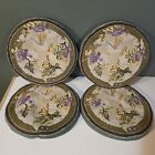 4 Hand Hooked Rug Chair Pads Vtg 100  Virgin Wool 15  Green Purple Grapes Leaves