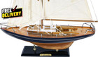 Sailingstory Wooden Sailboat Decor Yacht Model Ship With Antique Finish Navy