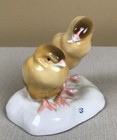 Vintage Nymphenburg Western Germany 2 Yellow Baby Chicks Figurine  Stamped 29 8