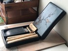 Vintage Or Antique Lacquer Calligraphy Box Complete W  Ink Stone   Brushes  Ect