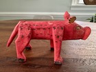 Vtg Oaxacan Folk Art Alebrije Wood Carving Pig Santiago Family La Union Mexican
