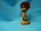 Vtg Wooden Hand Carved Man With Umbrella Statue Figure Germany