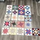 Vintage Quilt Blocks Star Pattern Friendship 21 Pcs Patchwork Cotton 12    Squares