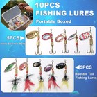 10pcs Rooster Tail Fishing Lures Trout Lures Inline Spinners Baits Kit Bass