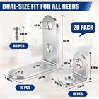 20 Pack L Bracket Corner Brace Kit  2 Sizes Stainless Steel L Brackets For Wo   