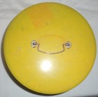 Vintage Decoware Mustard Yellow W orange    Green Pattern Tin Cake Carrier