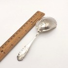 Antique Victoria Old Sterling Silver Almond Scoop Pierced Serving Spoon