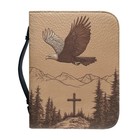 Large Leather Bible Cover For Men - Eagle Cross Design  Fits Most Bibles  Carry