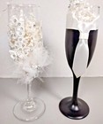 Wedding Champagne Flute Bride Groom Decorated Toasting Glass Decor Box Gift Set