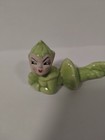 Vintage Gilner Pottery Pixie Girl Elf Lime Green Lying Down Cute Flirty
