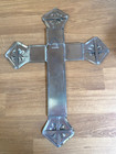 Handmade 15  Mexican Punched Tin   Blue Stars Tile Cross Wall Hanging Mexico