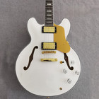 No Logo Electric Guitar 355 6string F Hole Semi Hollow White Body Gd Part 22f