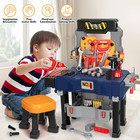 Kids Tool Bench With Electric Drill And Chair  Pretend Play Kids Tool Set  Trans