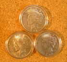 Qty  3   Peace Dollar Coins 90  Silver