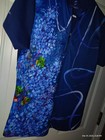  Savalino Women s Bowling Jersey Blue Floral Large L Half Zip Pullover Top Shirt