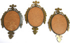 Vintage Set 3 - Wall Mirror 6 5  X 4  Brass Filigree Frame Ornate Hanging Italy