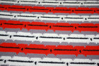 Vintage Diamond Stripe Red  Grey  White  Black Throw Blanket Afghan With Fringe