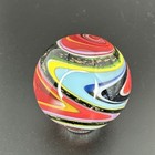 Contemporary Handmade Art Glass Marble 1 23  Swirl Mib Dichroic Sparkles Wigwag