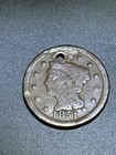 1851 Braided Hair Large Cent Holed   Nice Condition  See Pictures