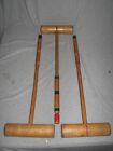 Vintage Antique Victorian 6 Player Croquet Set Detailed Wood Rack Wooden Balls