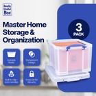 Really Useful Box Clear Stackable Storage Bins With Handles  32 Liters  3 Pack