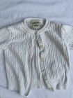 Cherokee White Cotton Knit Cable Crewneck Button Cardigan Sweater 12-18m