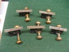 16 Vintage Brass Door Knobs With 5 Lock Plates Latches - As Pictured