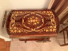 Vintage Italian Style Marquetry Inlaid Wood Tea Bar Cart Trolley Brass Gallery