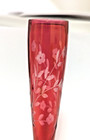 Antique Hand Blown Cranberry Art Glass Bud Vase  Wheel Engraved Floral 5 9 