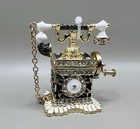 Vintage Telephone Rhinestones   Gold Trim Jewelry Trinket Box