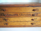 Antique Optometry  Eye Glass 4 Drawer Storage Cabinet Oak 10  H X 23  L X 11  W