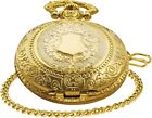 Elegant Gold Shield Pocket Watch     Timeless Style   Precision Men s Quartz Pocke