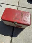Rare Vintage 22  Budweiser Red And White Metal Cooler With Tray  Pick opener